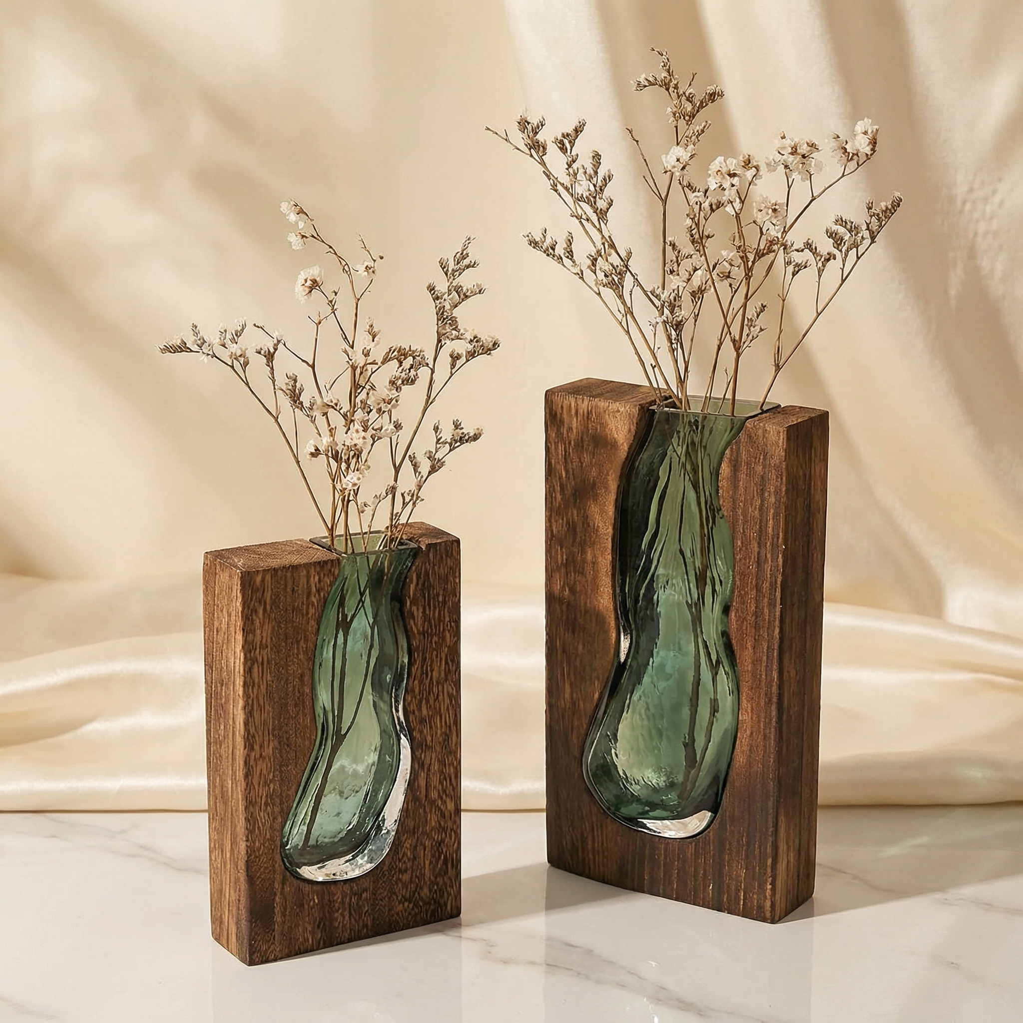 Table Vase Glass Live Edge 12 in Rustic Home Decor Centerpiece Decorative Accent | Thomler