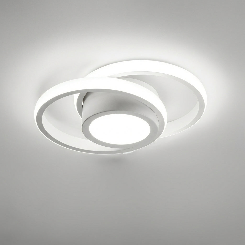 LED Plafondlamp Dubbel Ring Aluminium 24cm Woonkamer Slaapkamer Warm Wit Energiezuinig 18W Plafonnière | Sansoti