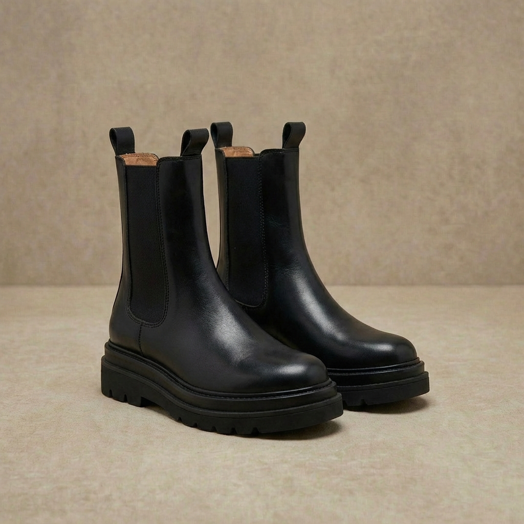 Chunky Platform Ankle Boots with Deep Tread Outsole for Women – Waterproof Vegan Upper & Slip-On Elastic Gores | Thomler