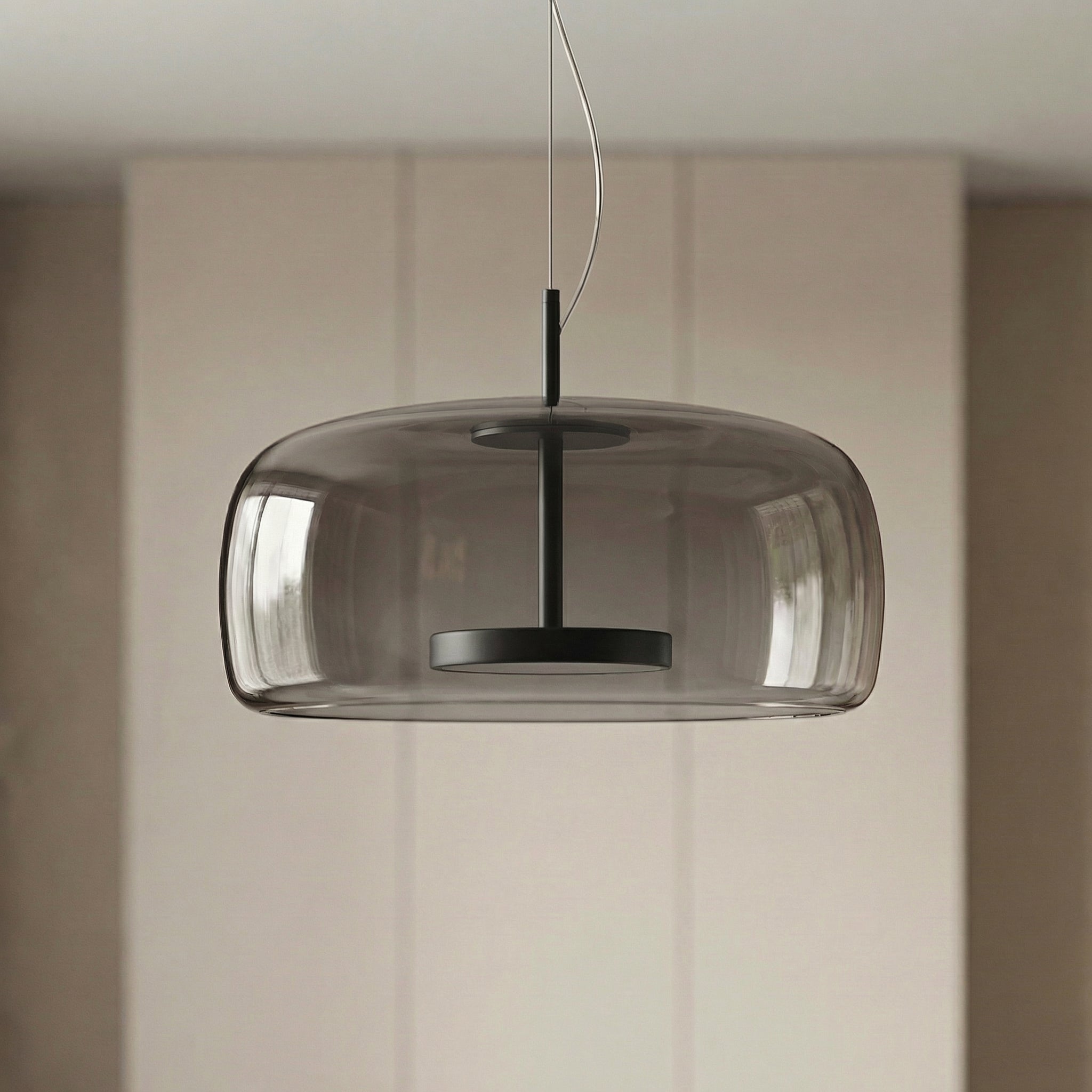 Glass Globe Hanging Fixture Adjustable Ceiling Light for Kitchen Island Dining Room Living Space | Amber Clear Gray in 6 10 or 14 Inch Diame | Thomler