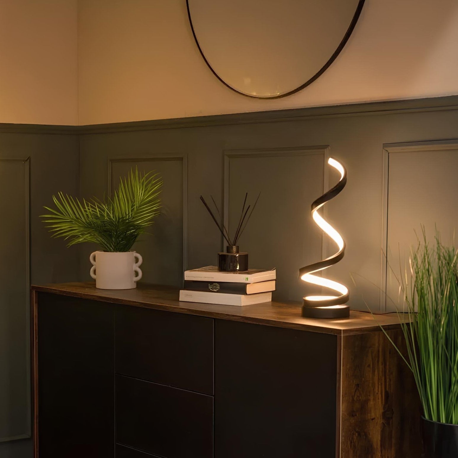 Curved Metal Desk Lamp with Dimmable LED Light and 3 Color Modes for Bedroom Office and Living Room | Thomler