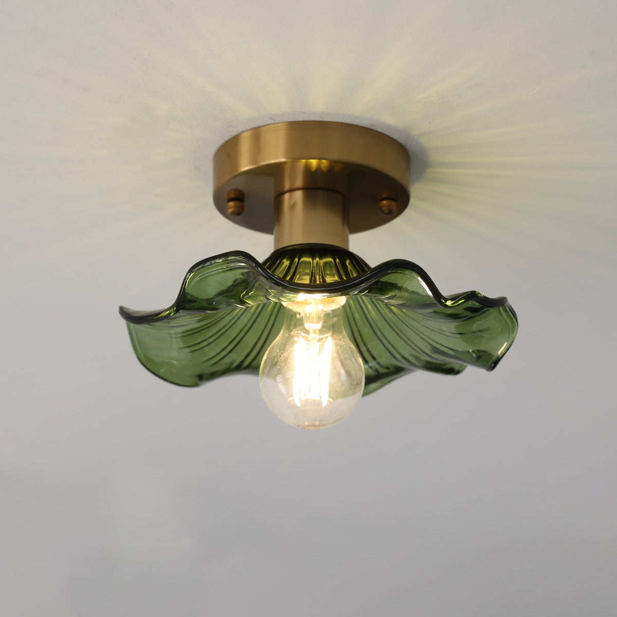 Flush Mount Ceiling Light Fixture – Flower Glass LED Lamp 23 in Diameter for Living Room Bedroom Kitchen | Modern Floral Design Overhead | Thomler