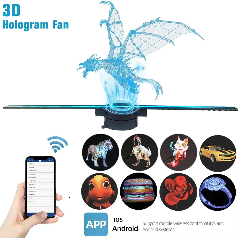 3D Holographic Fan Display – App-Controlled Floating LED Projector for Retail, Events & Advertising | Thomler