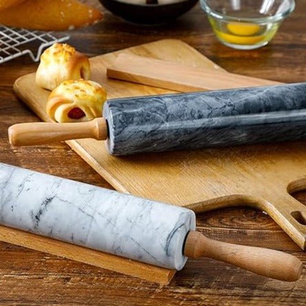 Rolling Pin Imitation Marble 48.0 cm Black Baking Pastry Pizza Dough Kitchen Roller With Wooden Handles | Thomler