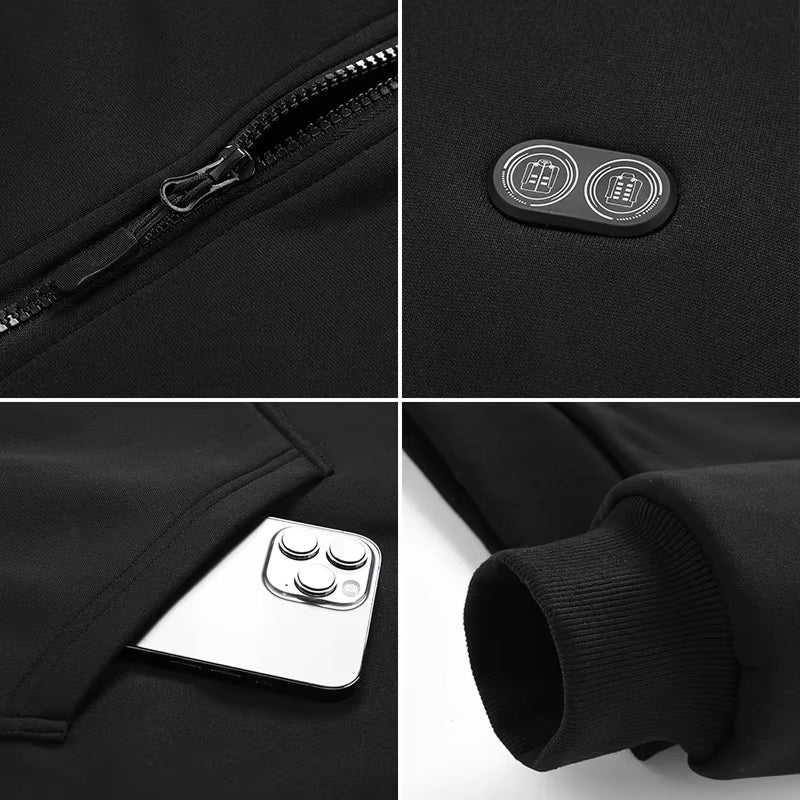 Electric Heated Hoodie with 17 Heating Zones & Dual Temperature Controls for Winter Warmth | Thomler