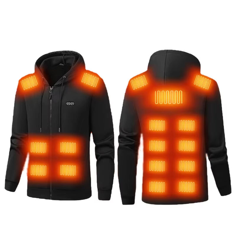 Electric Heated Hoodie with 17 Heating Zones & Dual Temperature Controls for Winter Warmth | Thomler