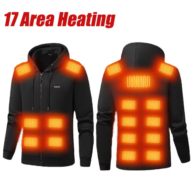 Electric Heated Hoodie with 17 Heating Zones & Dual Temperature Controls for Winter Warmth | Thomler