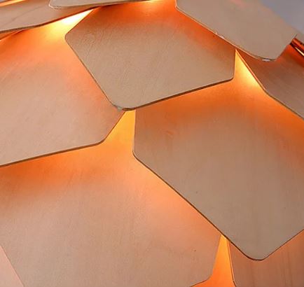 Oak Wood Pendant Light with Crystal Accents and Adjustable Cord for Dining Room, Bar, Living Room | Thomler