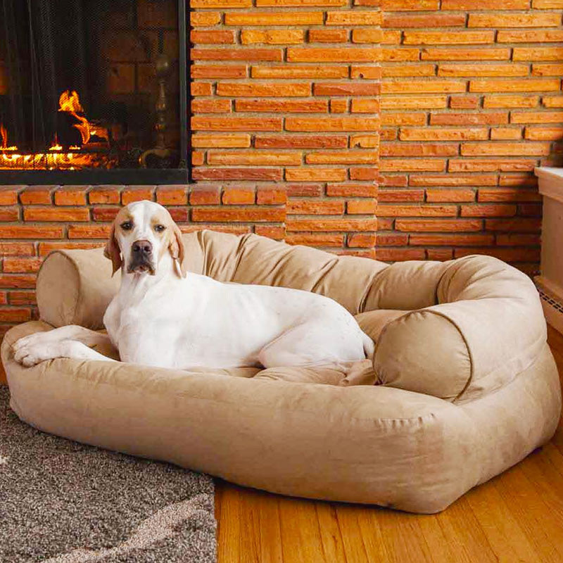 Orthopedic Dog Sofa Bed with Extra Cushioning for Joint Support & Anxiety Relief | Raised Bolster Pet Couch for Small Medium Large Dogs | Thomler
