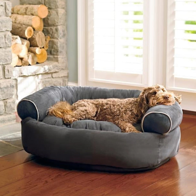 Orthopedic Dog Sofa Bed with Extra Cushioning for Joint Support & Anxiety Relief | Raised Bolster Pet Couch for Small Medium Large Dogs | Thomler