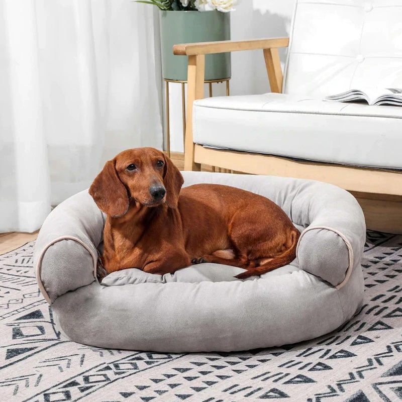 Orthopedic Dog Sofa Bed with Extra Cushioning for Joint Support & Anxiety Relief | Raised Bolster Pet Couch for Small Medium Large Dogs | Thomler