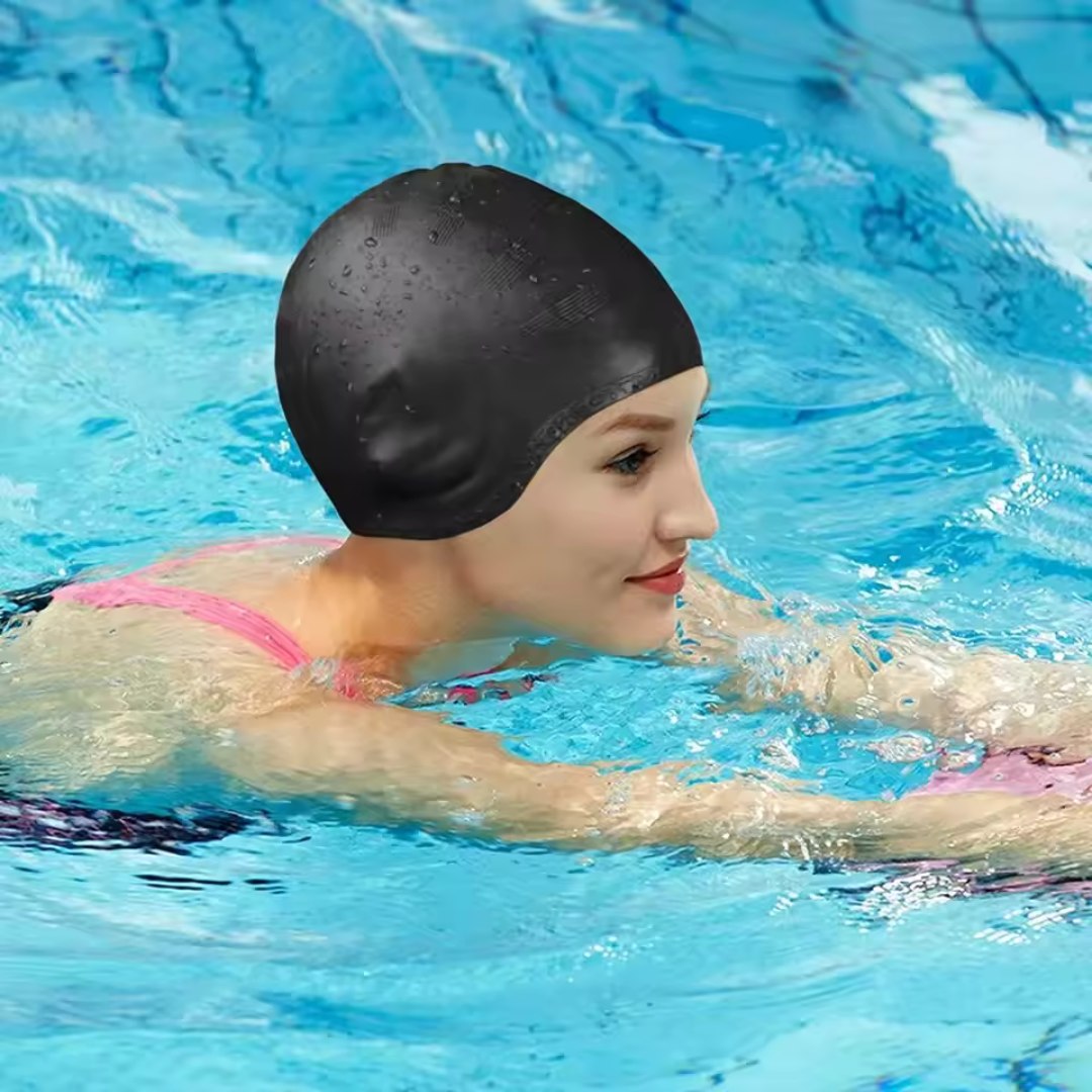 Silicone Swim Cap with Ear Pockets for Pool Training & Long Hair Protection – Waterproof & Tear-Resistant | Thomler
