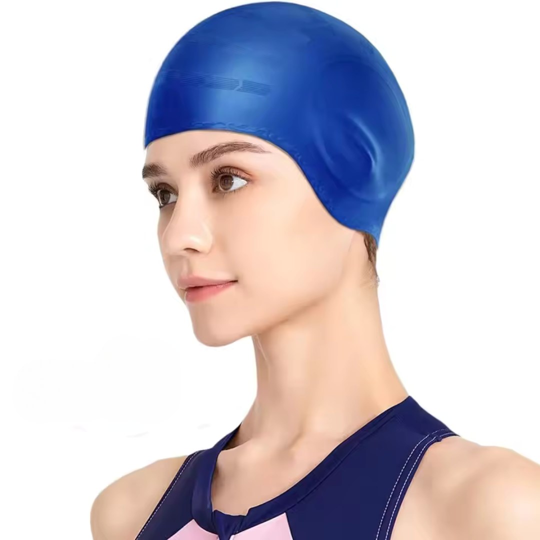 Silicone Swim Cap with Ear Pockets for Pool Training & Long Hair Protection – Waterproof & Tear-Resistant | Thomler
