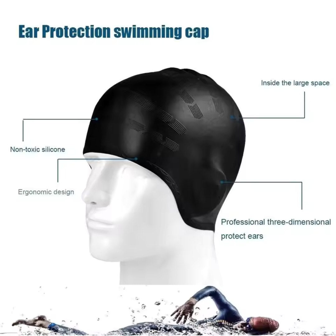 Silicone Swim Cap with Ear Pockets for Pool Training & Long Hair Protection – Waterproof & Tear-Resistant | Thomler