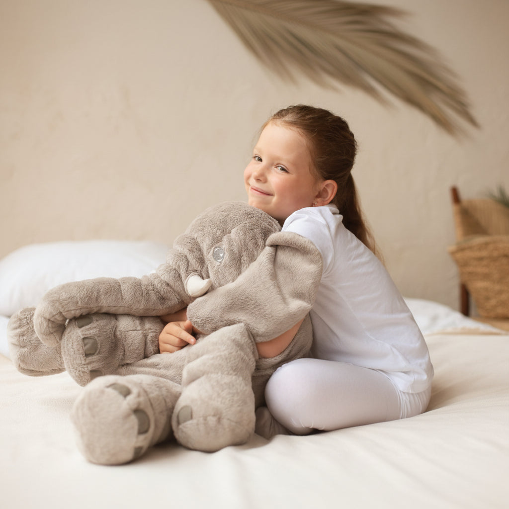 Plush Pillow Elephant 15.7 in Soft Stuffed Kids Bedroom Cuddle Toy Nursery Decor Gift | Thomler