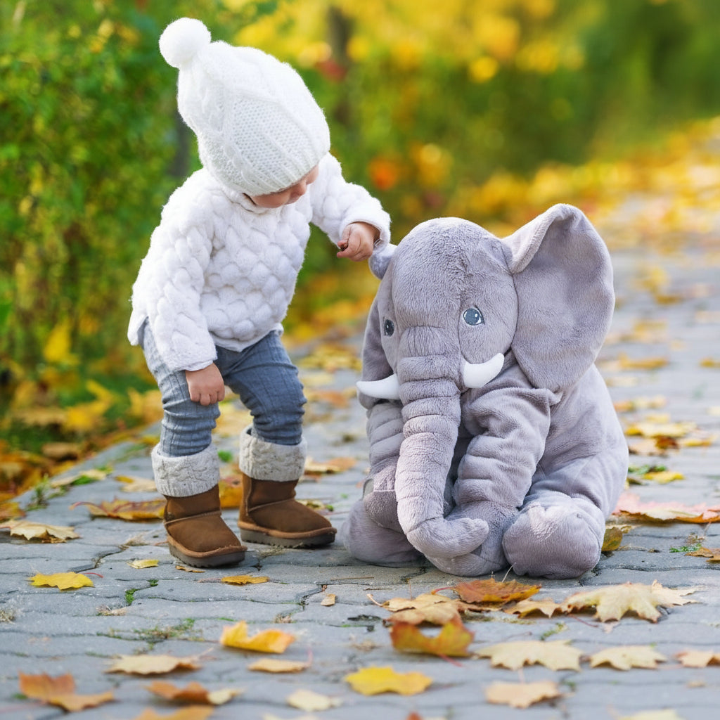 Plush Pillow Elephant 15.7 in Soft Stuffed Kids Bedroom Cuddle Toy Nursery Decor Gift | Thomler