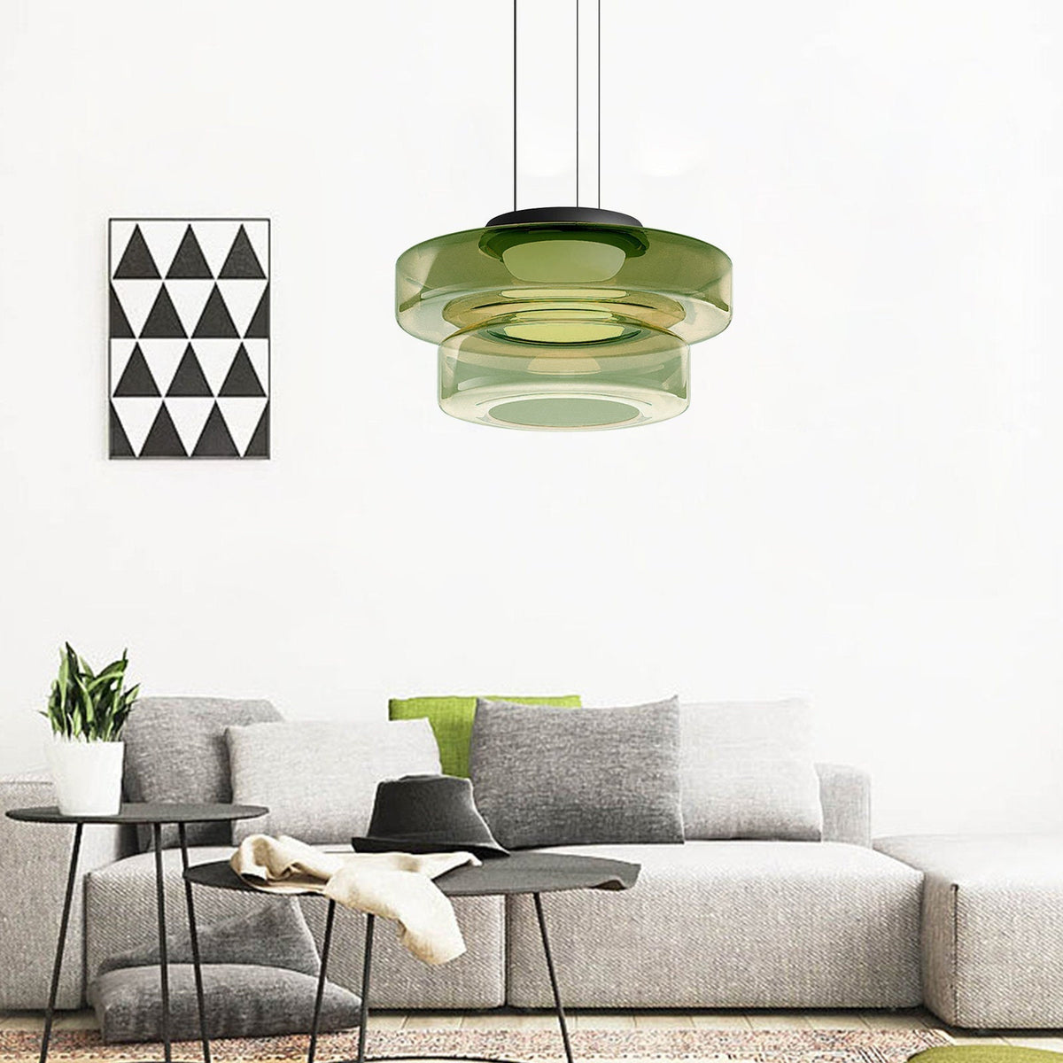 Multi-Tier Glass Pendant Light with Adjustable Cable for Kitchen & Dining Room | Modern LED Ceiling Fixture | Thomler