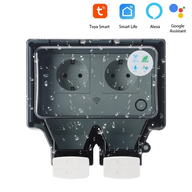 Outdoor WiFi Smart Plug IP66 Weatherproof Wireless Outlet for Garden Lights Pool Pump Remote Control Voice Compatible | Thomler