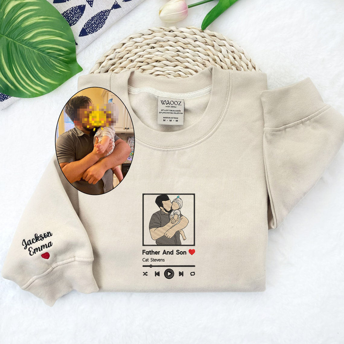 Custom Photo Embroidered Sweatshirt – Personalized Portrait Hoodie & T-Shirt for Cherished Memories | Thomler