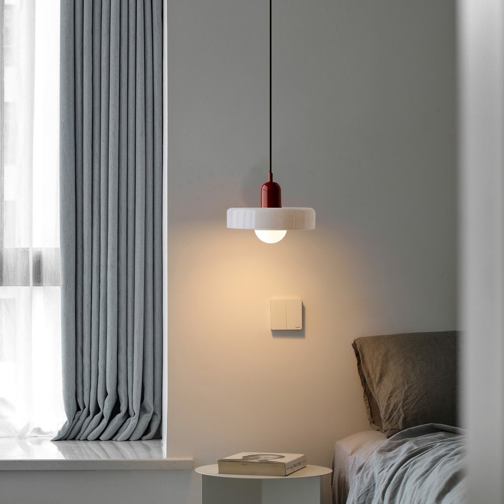Glass Disc Pendant Light with Adjustable Cord – Modern Ceiling Fixture for Dining Room, Kitchen Island & Living Room | Thomler