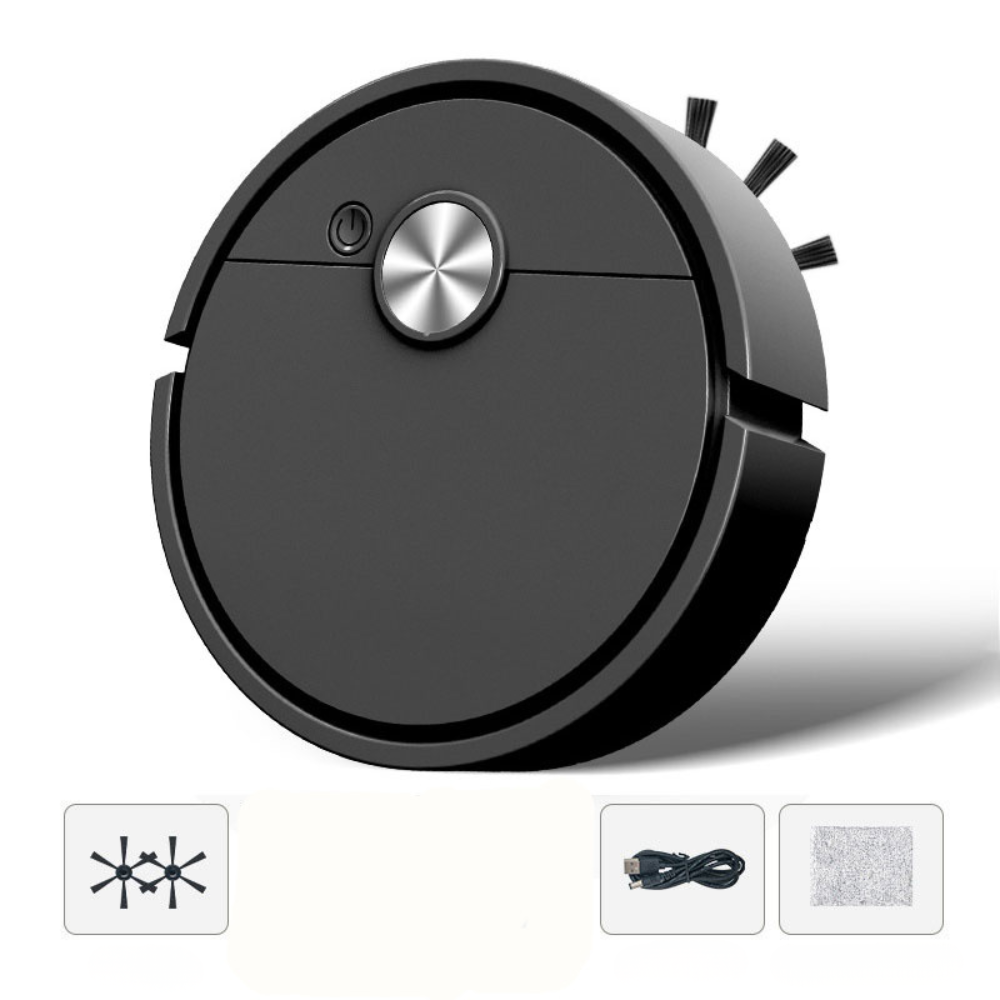 Compact Robotic Floor Cleaner with Triple-Action Design – Dry Pickup, Dust Removal & Damp Mopping for Hard Floors – Rechargeable Battery | Thomler