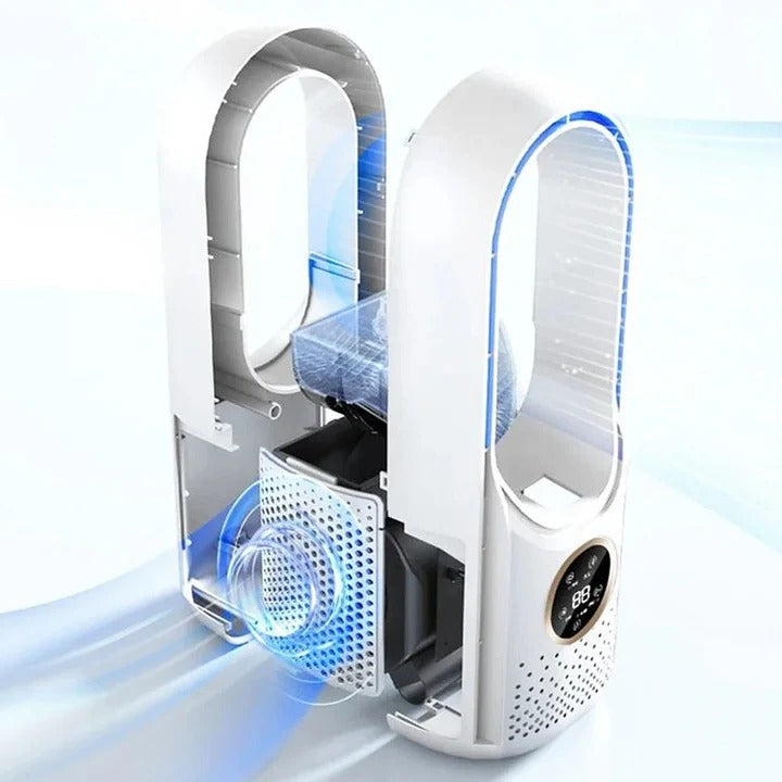 Whisper-Quiet Bladeless Personal Air Cooler for Desk and Bedroom, Portable Compact Desktop Fan with Multiple Speed Settings, Energy-Efficien | Thomler