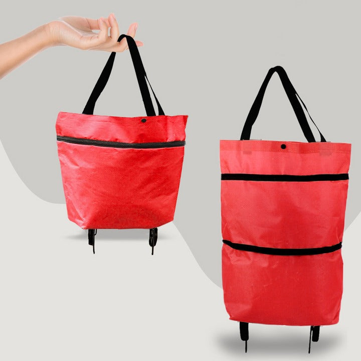 Rolling Cart Tote with Collapsible Frame for Groceries and Laundry – Portable Utility Hauler with Wheels | Thomler