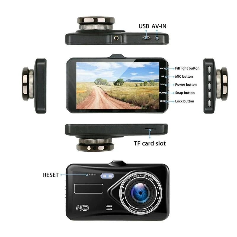 Dual-Camera Vehicle Recording System with Night Vision & Wide-Angle Coverage for Front and Rear | Thomler