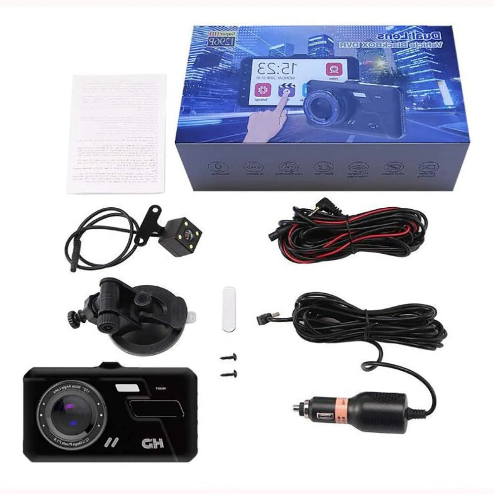 Dual-Camera Vehicle Recording System with Night Vision & Wide-Angle Coverage for Front and Rear | Thomler