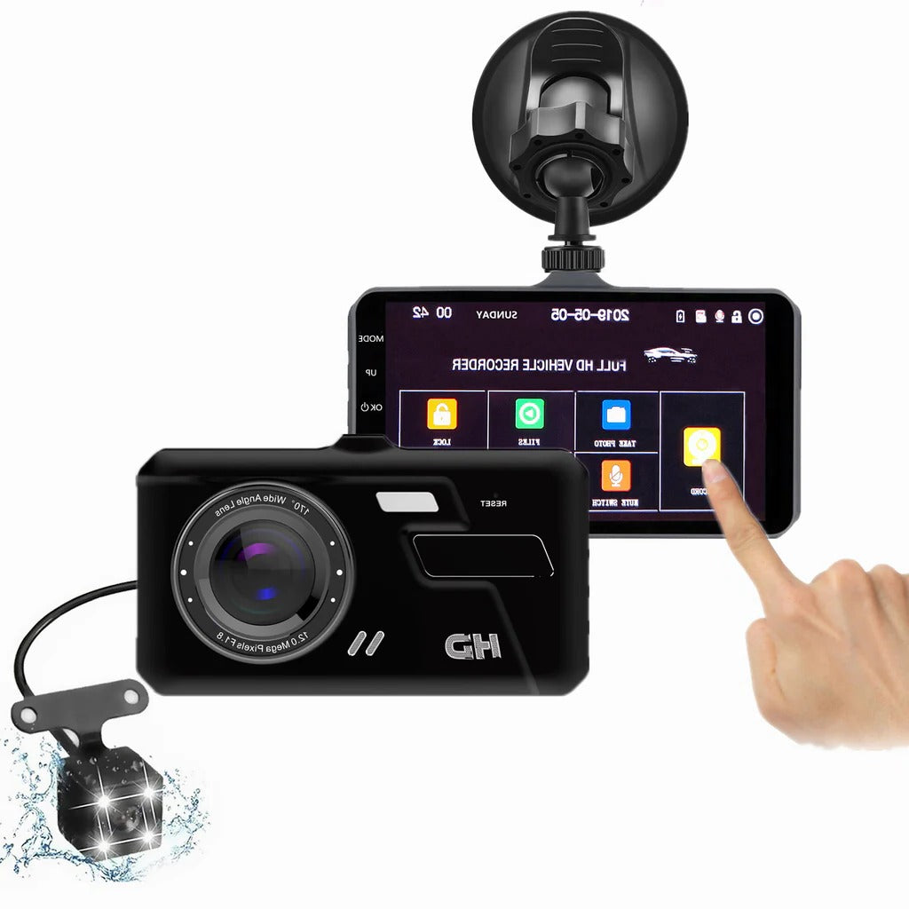 Dual-Camera Vehicle Recording System with Night Vision & Wide-Angle Coverage for Front and Rear | Thomler