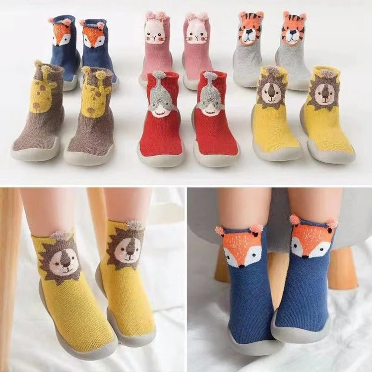 Toddler Grippy Slipper Socks with Anti-Slip Soles & Animal Prints for Boys & Girls Infants & Toddlers Indoor Home Wear | Thomler