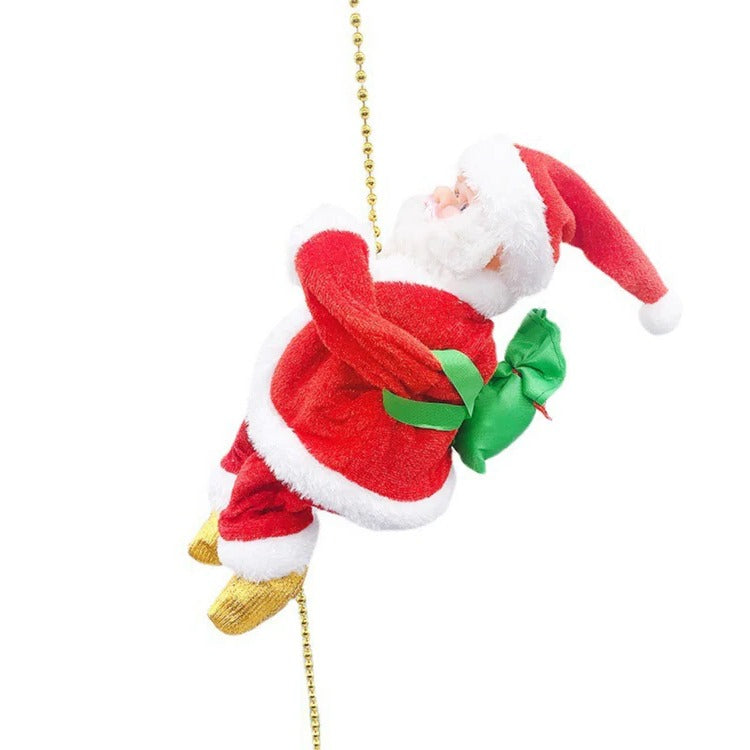 Motorized Santa Ladder Climber with Music & LED Lights – Battery-Powered Animated Christmas Decoration for Home Mantel Table Shelf Holiday | Thomler