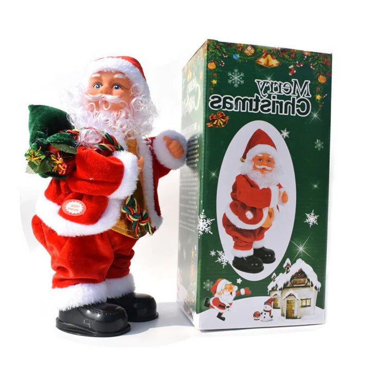 Motorized Santa Ladder Climber with Music & LED Lights – Battery-Powered Animated Christmas Decoration for Home Mantel Table Shelf Holiday | Thomler