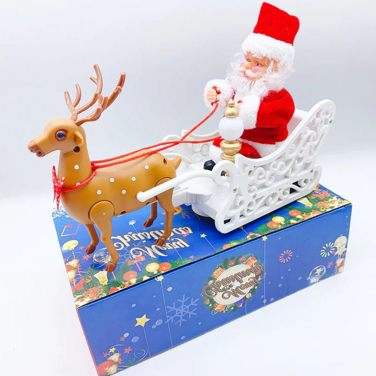 Motorized Santa Ladder Climber with Music & LED Lights – Battery-Powered Animated Christmas Decoration for Home Mantel Table Shelf Holiday | Thomler