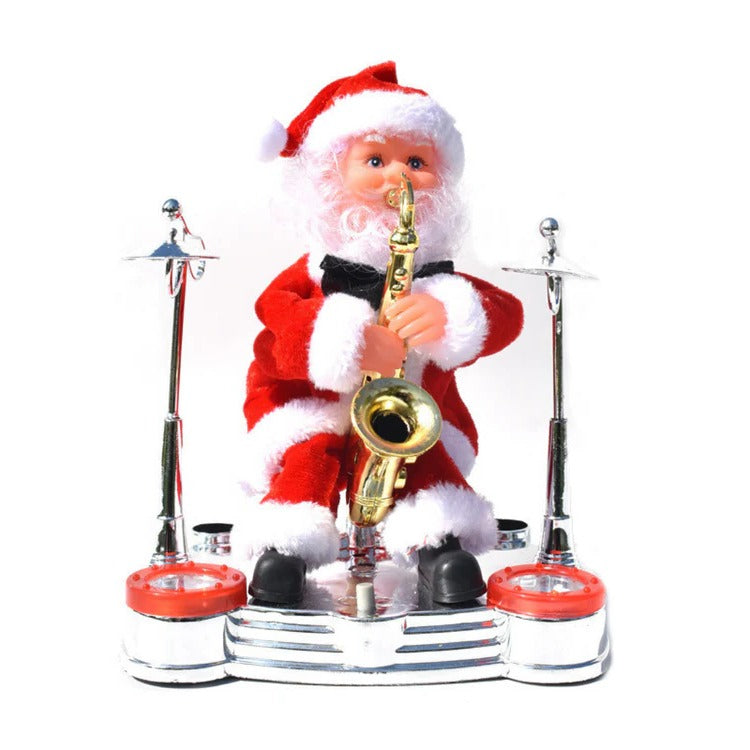 Motorized Santa Ladder Climber with Music & LED Lights – Battery-Powered Animated Christmas Decoration for Home Mantel Table Shelf Holiday | Thomler