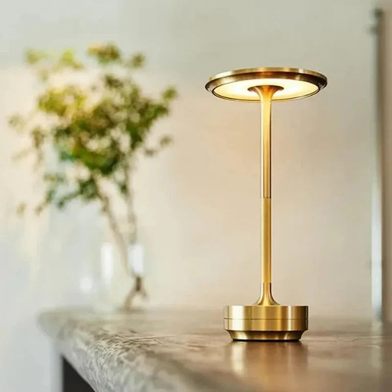 Rechargeable LED Table Lamp Touch Control 4 Brightness Levels Waterproof IP66 Metal Portable Battery Operated for Bedroom Living Room | Thomler