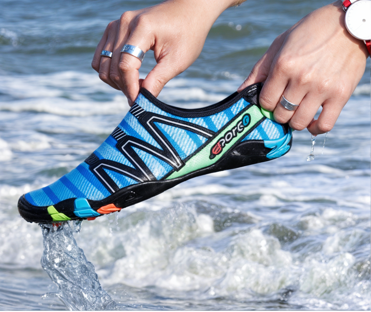 Quick-Dry Water Shoes for Swimming, Beach & Water Sports | Lightweight Aqua Socks with Drainage Holes & Anti-Slip Sole | Barefoot Wet | Thomler