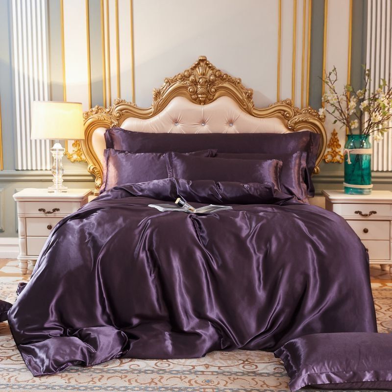 Silky Satin 4-Piece Sheet Set – Duvet Cover, Fitted Sheet & 2 Pillowcases – Temperature-Regulating Bedding for Year-Round Comfort | Thomler