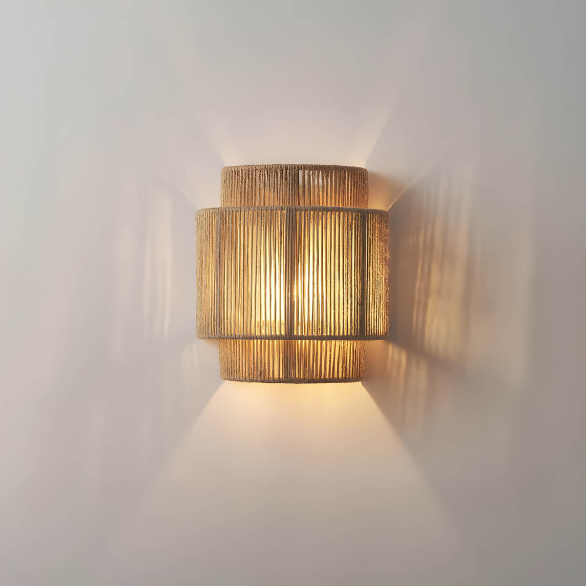Artisan-Crafted Rope Sconce – Textured Fiber Shade, Ambient LED, Natural Boho Charm for Bedroom, Hallway & Coastal Decor | Thomler