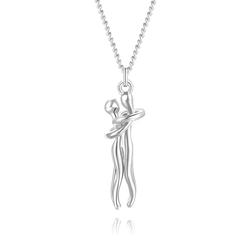 Embrace Necklace Pendant Couple Gift Adjustable Chain Hypoallergenic Stainless Steel Jewelry for Women Men Anniversary Valentine's Day | Thomler