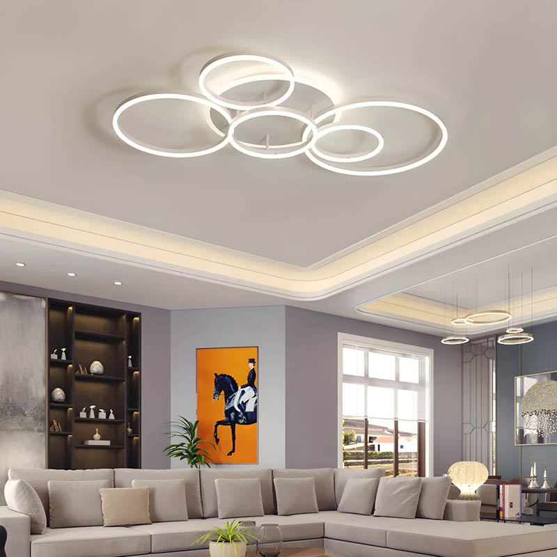 Ceiling Light Aluminium LED 98.0 cm Black Living Room Ring Flush Mount Modern Bedroom Lighting Fixture | Thomler