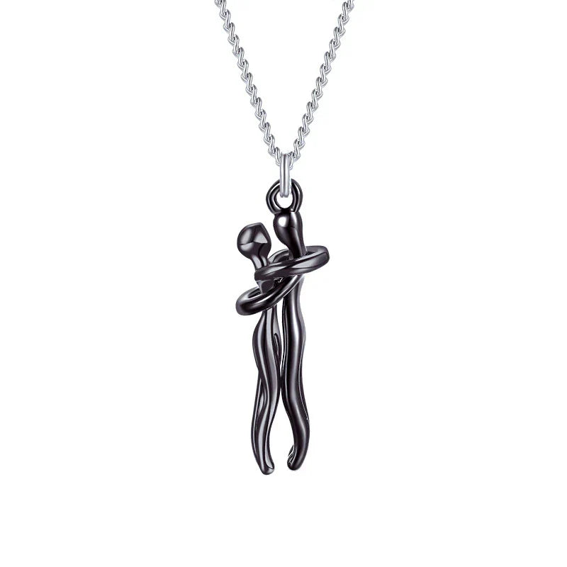 Embrace Necklace Pendant Couple Gift Adjustable Chain Hypoallergenic Stainless Steel Jewelry for Women Men Anniversary Valentine's Day | Thomler