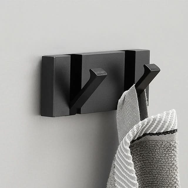 Wall Hook Aluminum Foldable Black Space Saving Bathroom Entryway Coat Towel Bag Holder Minimalist Wall Mounted Storage Hook | Thomler