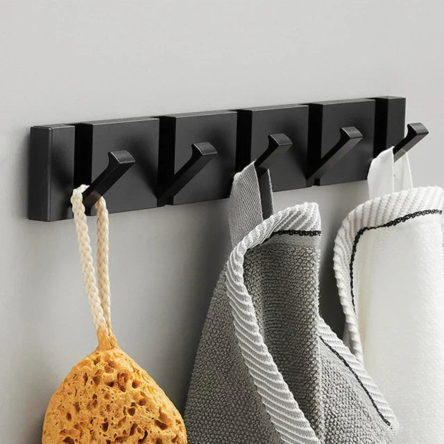 Wall Hook Stainless Steel Foldable Black Gold Space Saving Bathroom Hallway Kitchen Coat Towel Rack Organiser | Thomler