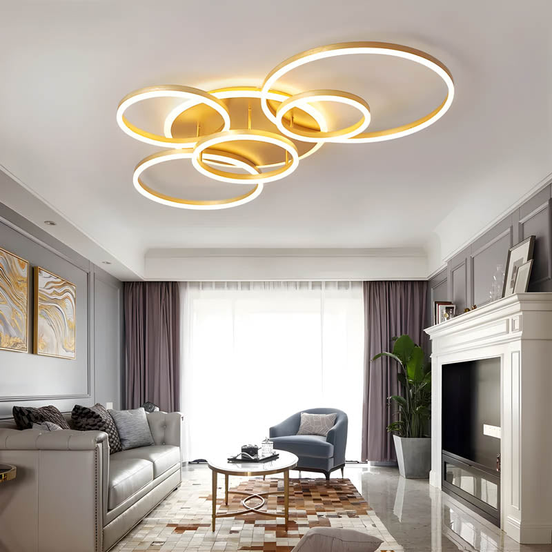 Ceiling Light Aluminium LED 98.0 cm Black Living Room Ring Flush Mount Modern Bedroom Lighting Fixture | Thomler