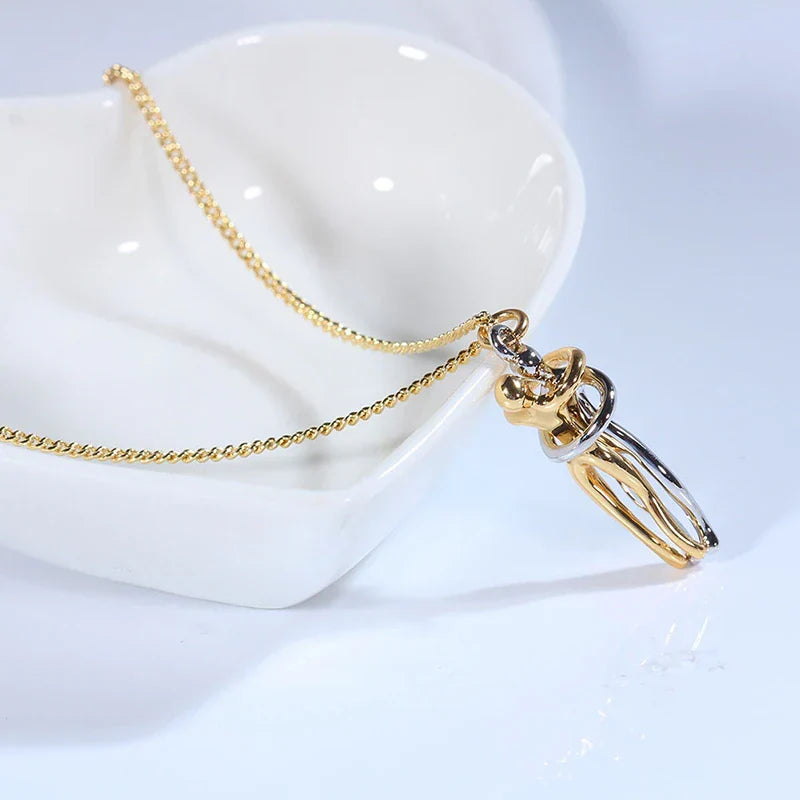 Embrace Necklace Pendant Couple Gift Adjustable Chain Hypoallergenic Stainless Steel Jewelry for Women Men Anniversary Valentine's Day | Thomler