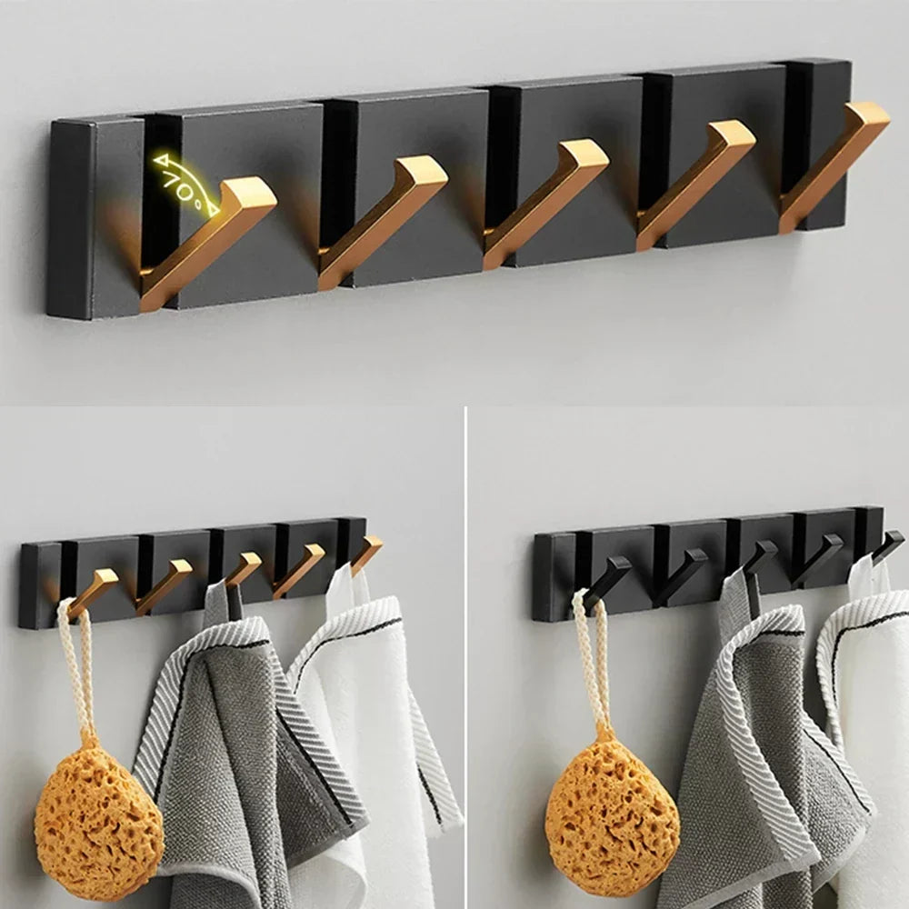 Space-Saving Folding Wall Hook | Stainless Steel Heavy Duty Coat Hook for Bathroom Towels, Bedroom Closet & Entryway | Modern Minimalist | Thomler