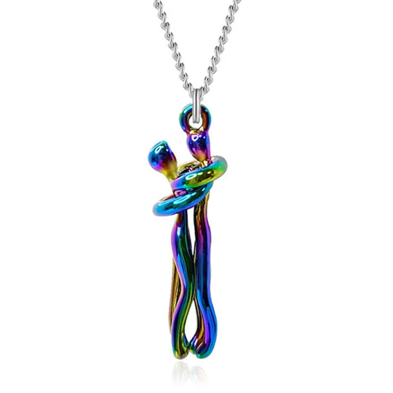 Embrace Necklace Pendant Couple Gift Adjustable Chain Hypoallergenic Stainless Steel Jewelry for Women Men Anniversary Valentine's Day | Thomler