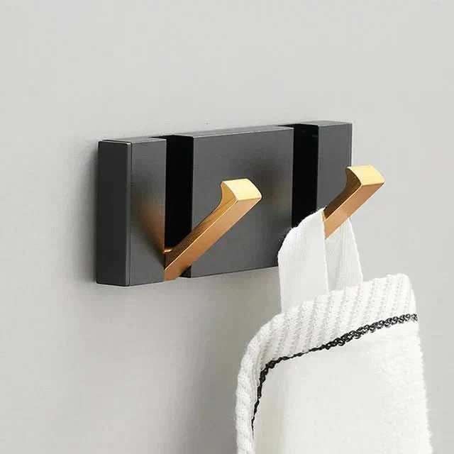 Wall Hook Aluminum Foldable Black Space Saving Bathroom Entryway Coat Towel Bag Holder Minimalist Wall Mounted Storage Hook | Thomler