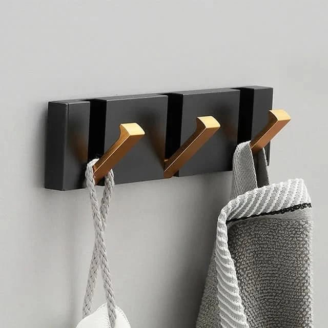 Wall Hook Aluminum Foldable Black Space Saving Bathroom Entryway Coat Towel Bag Holder Minimalist Wall Mounted Storage Hook | Thomler